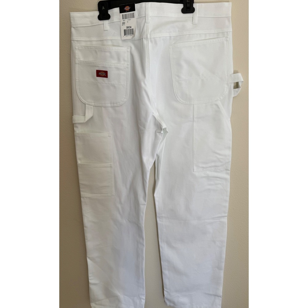 Dickies Men's 38 Painter Utility Pants White Relaxed  Hammer Loops Tool Pockets - Picture 2 of 10